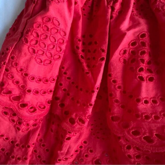 Red Strapless Eyelet Blouse - Picture 3 of 6